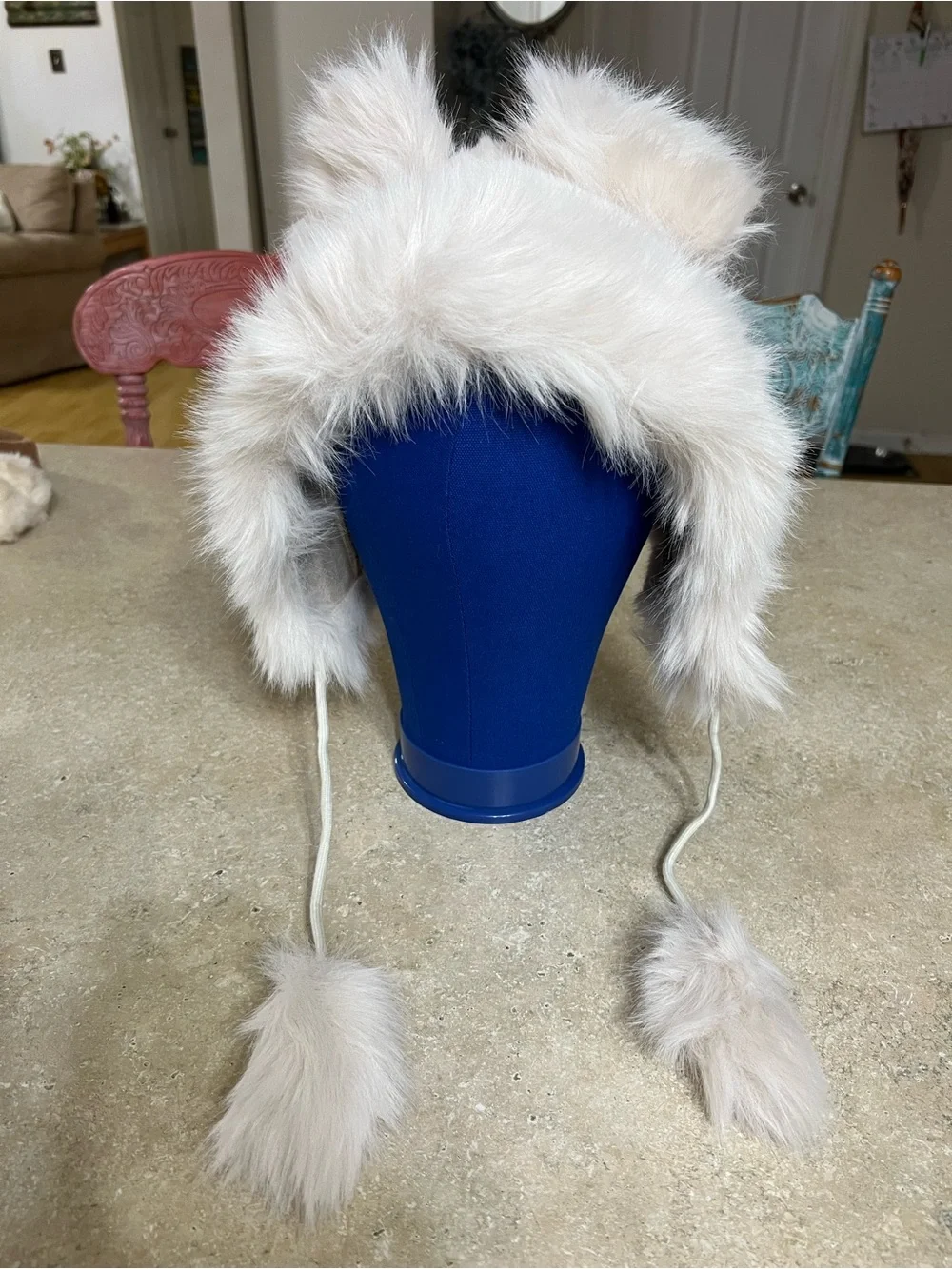 Cozy Light White Faux Fur Pom Hat